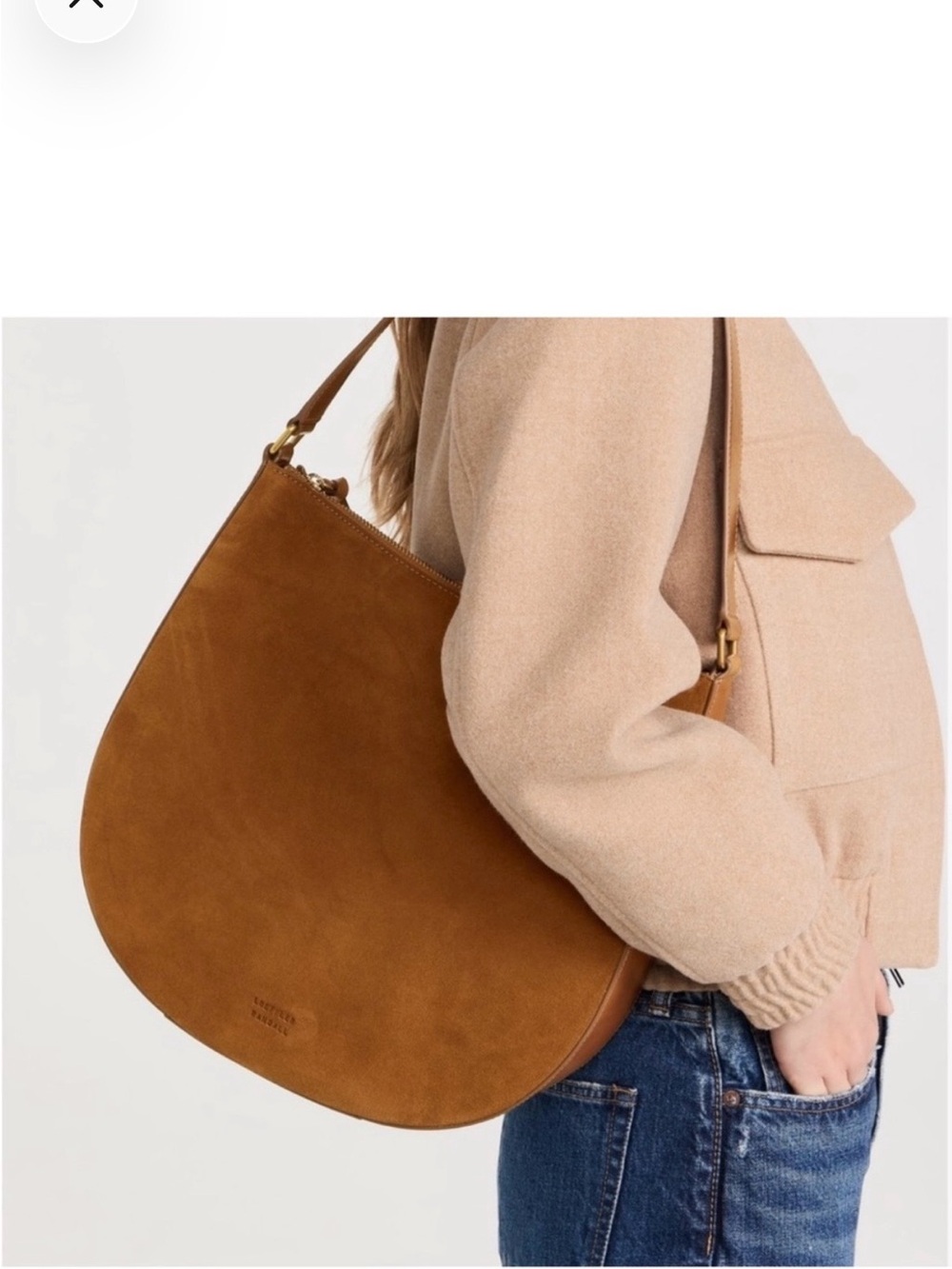 Loeffler Randall Bowen Cognac Suede Hobo Shoulder Bag